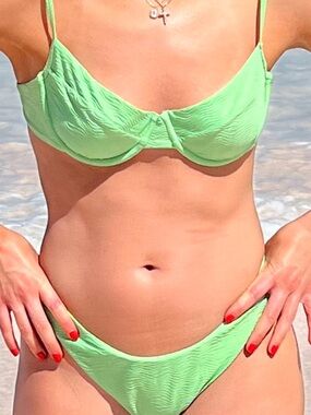Monday Swimwear Pistachio Wave Bikini Set (Maui Top, Byron Bottom)